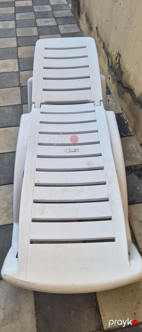 Brezza Garden Furniture markalı plastik şezlonq - Rəng: ağ