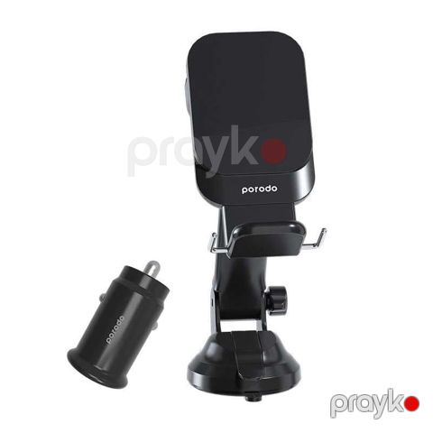 Porodo 3 in 1 MagSafe Car Mount and Watch & Earbuds Charging QC3.0 with Car Charger Included - Black — Bakı