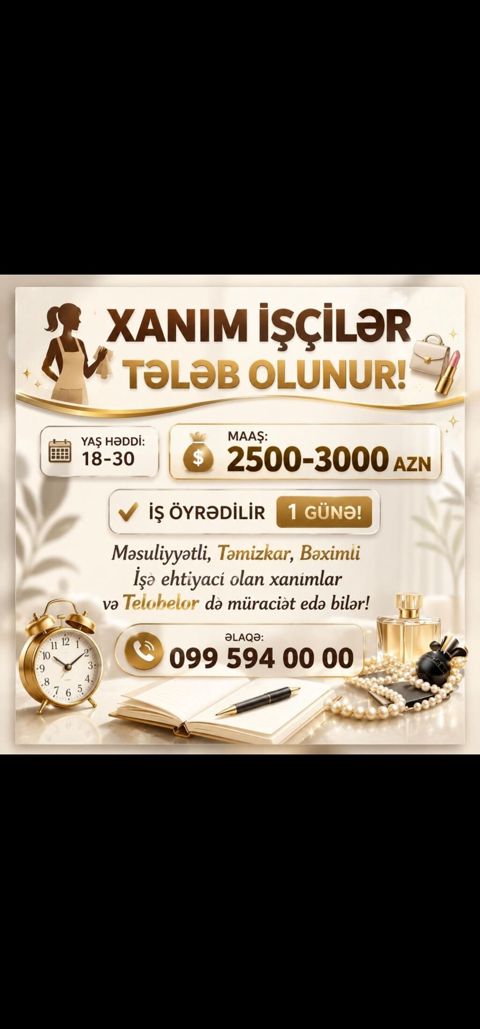 Salam. Masaj salonuna təcrübəli xanım masajist axtarırıq. İşini bilən — Bakı