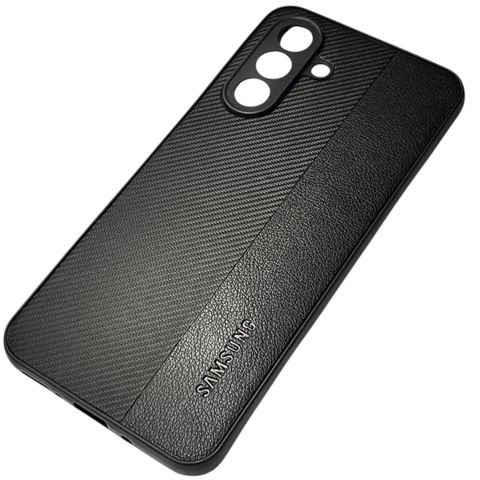 Samsung Galaxy A36 case Leather Carbon Vertical Black — Bakı