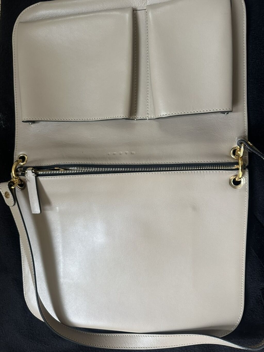 Marni dəri çiyin çantası - Rəng: açıq bej/boz ton - Material: hamar — Çantalar, Bakı (4)