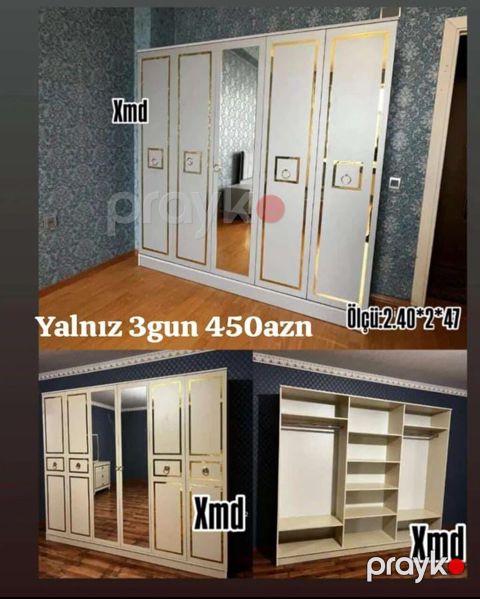 Düz dolab, Yataq otağı üçün, Paltar üçün, 6 qapı