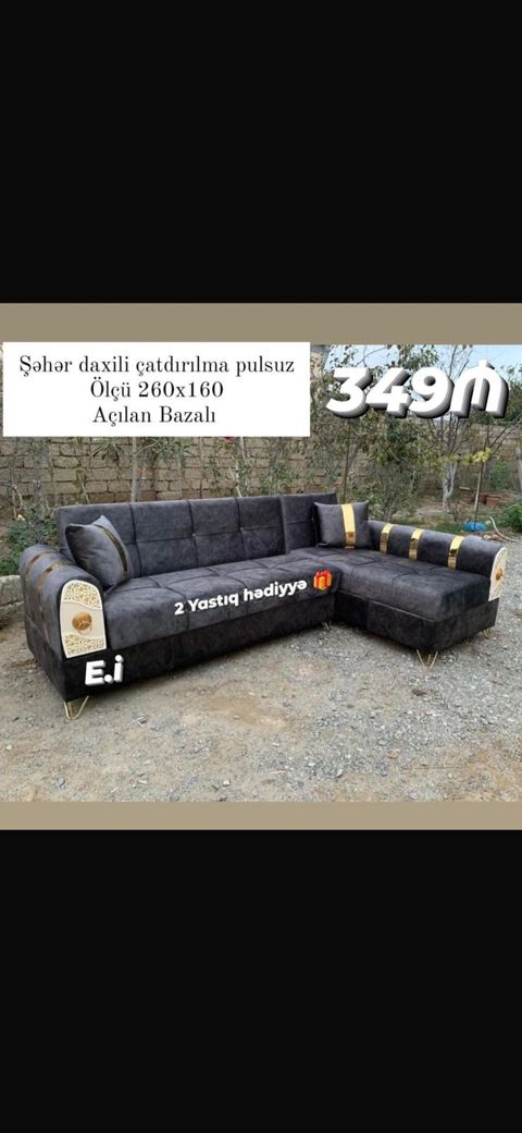 Künc divan – açılan bazalı model - Ölçü: 260 x 160 sm - Şəhər — Bakı