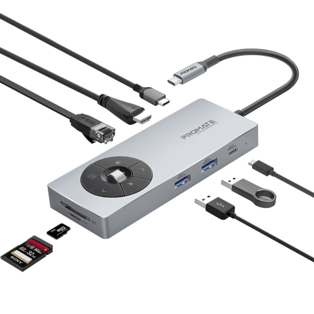 USB Hub Promate 14in1 USB Type-C Comandhub-pro Grey — Kompüterlər və noutbuklar, Bakı (3)