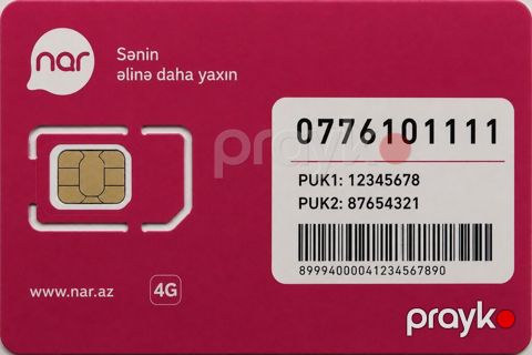 Nar mobil nömrə SIM kartı - Operator: Nar - Nömrə: 0776101111 — Bakı