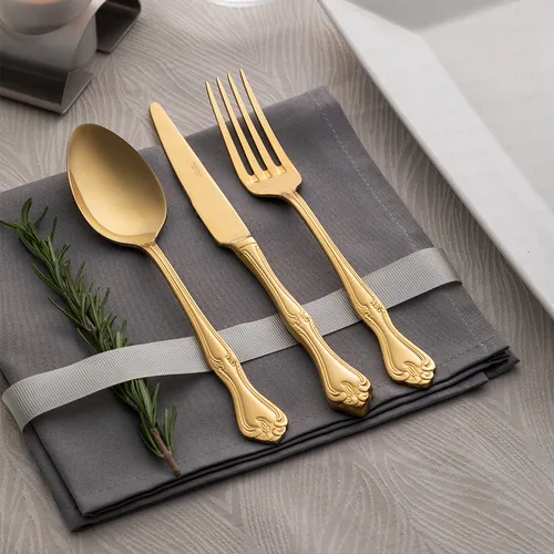 Çəngəl bıçaq dəsti Nehir Lalezar, Wooden Case Titanium+Mirror, 36 parça / 6 nəfərlik (51654) — Ürünler
