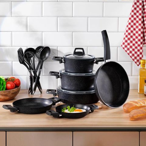 Qazan dəsti Schafer Black Stone 14 parça 8699131853764 — Bakı