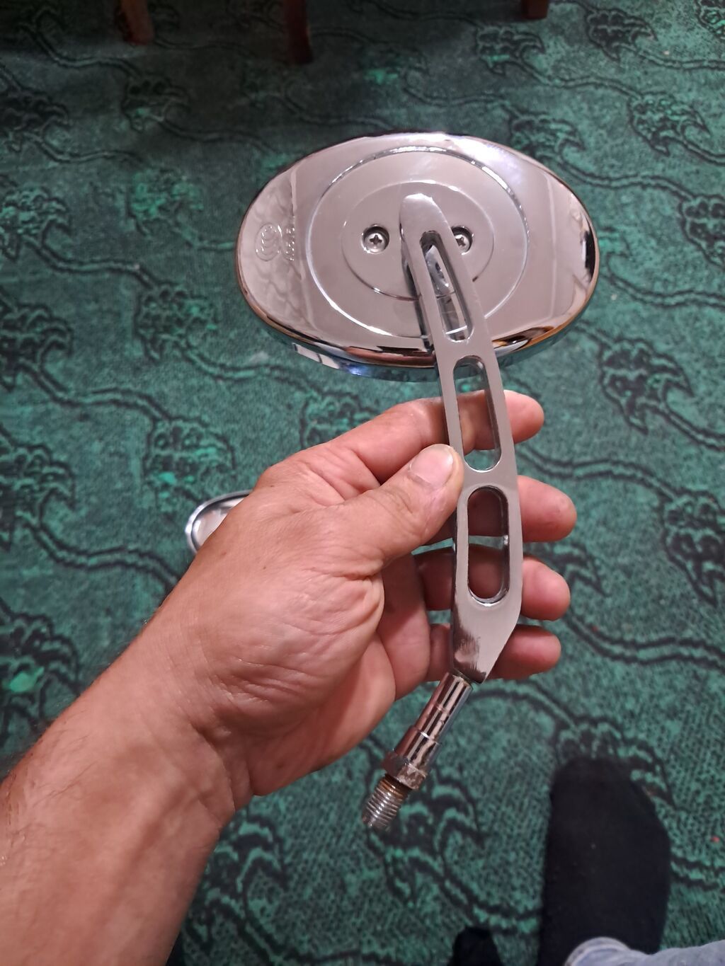 Motosiklet üçün oval arxa baxış güzgüləri (cüt) - Material: xrom — Avto, Bakı (2)