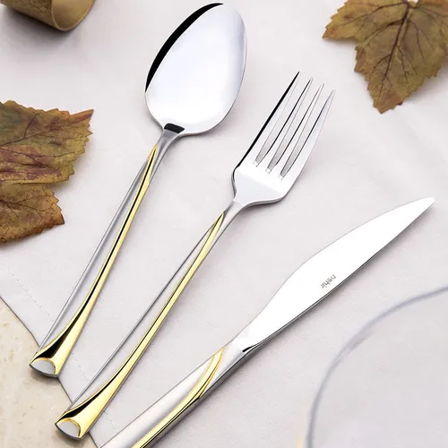 Çəngəl bıçaq dəsti Nehir Fiesta, Cardboard Boxed Gold+Mirror, 24 parça / 6 nəfərlik (71247) — Bakı