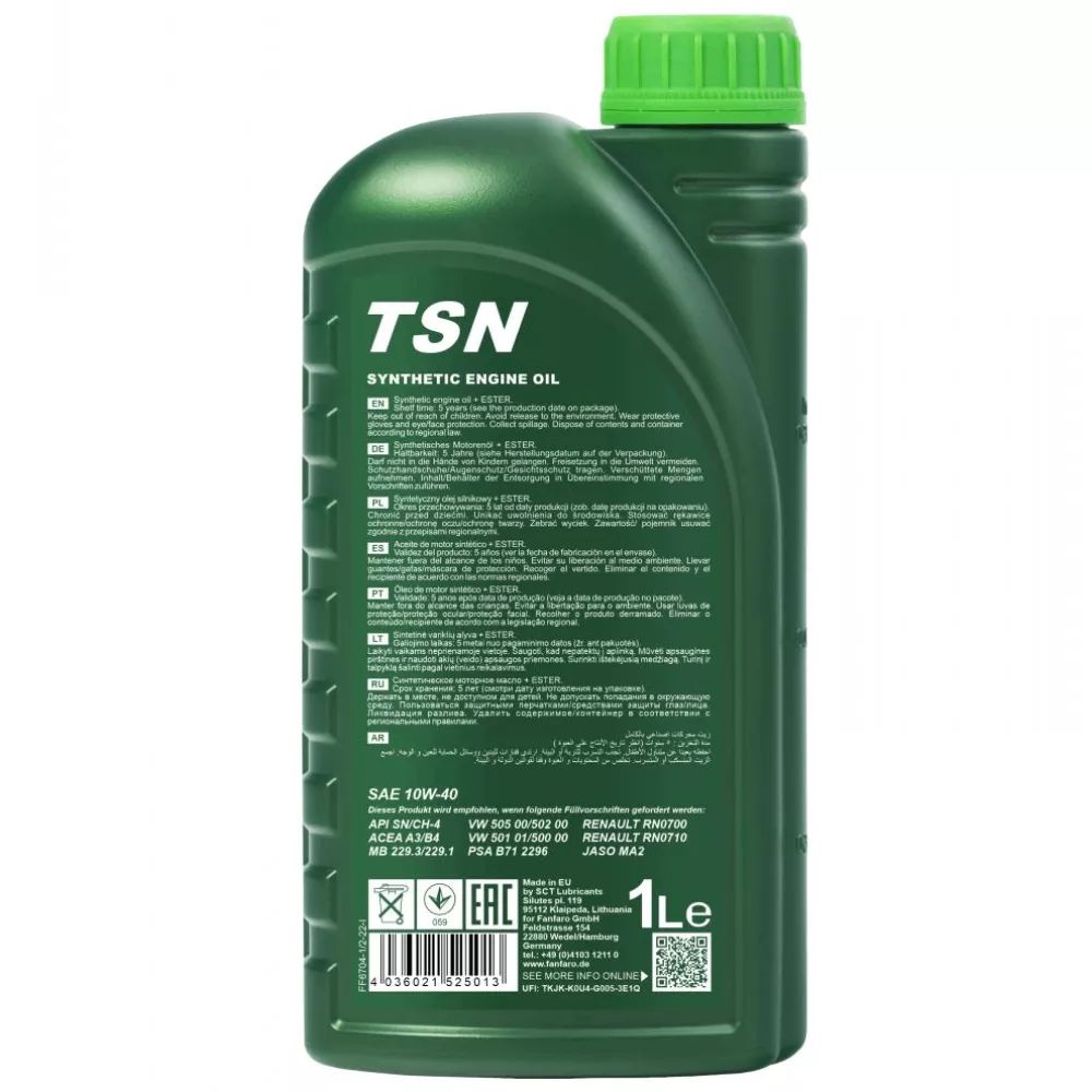 Mühərrik yağı Fanfaro TSN Synthetic-Profi SAE 10W-40 1 lt Special — Mallar, Bakı (2)