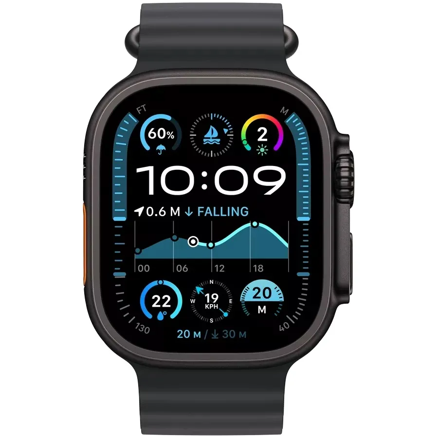 Smart saat Apple Watch Ultra 2 2024, 49mm Black Titanium Case with Black Ocean Band (MX4P3RB/A)