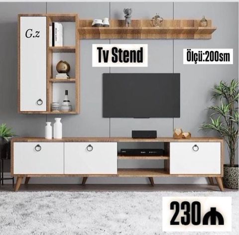 TV stend Ölçü: 200 sm - Skandinaviya üslubunda modern dizayn - Aşağı — Bakı