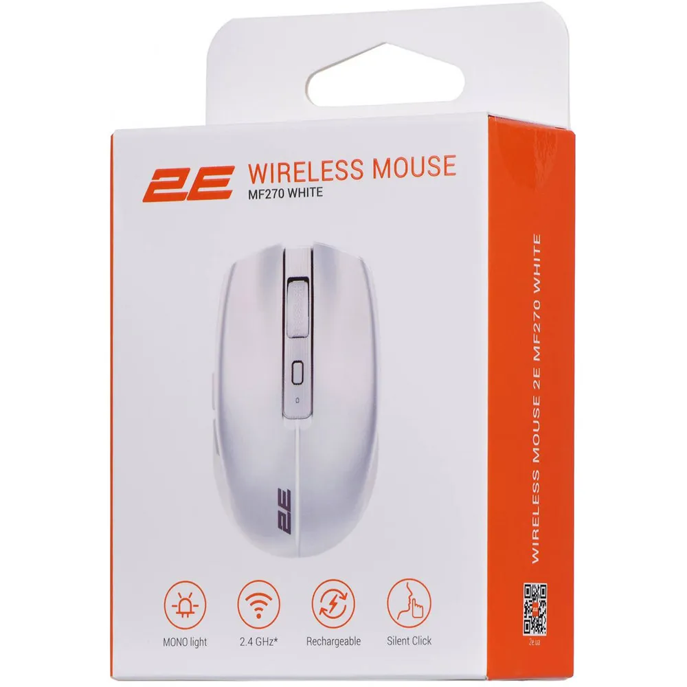Simsiz kompüter siçanı 2E MF270 Rechargeable, White LED, WL, White — Keyboards & Mice