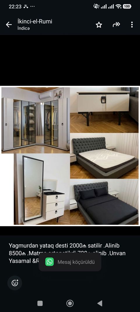 Yagmurdan yataq desti 2000₼ satilir .Alinib 8500₼ .Matras ortopetikdi — Bakı