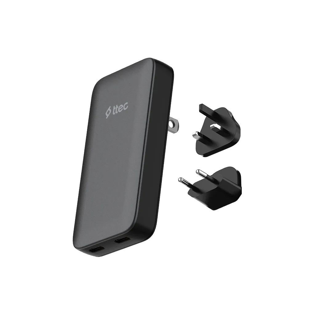 Universal şarj dəsti Ttec SmartCharger Trio GaN 65W PD, Eu/uk/us (2SCG06S) — Bakı