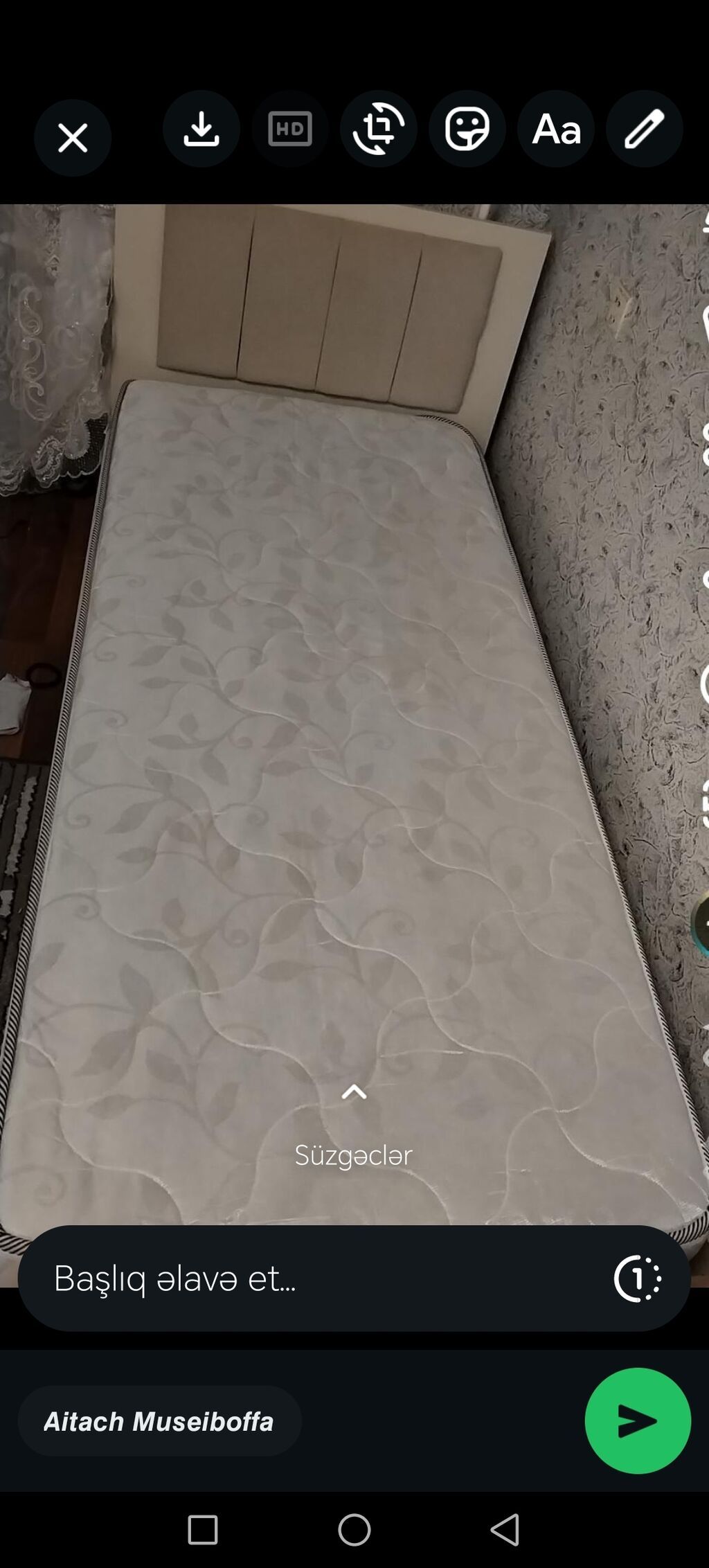 Tək nəfərlik çarpayı və döşək dəsti - Ölçü: təxminən 90x190 sm (tək — Mebel, Bakı (2)