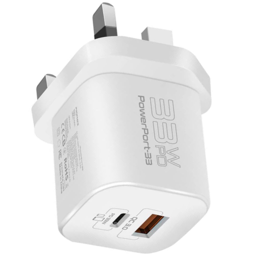 Adapter Promate Power Delivery GaN 33W PowerPort-33 White — Mallar, Bakı (3)