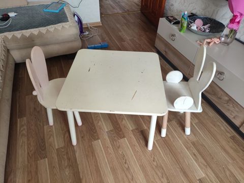 Uşaq masa və stul dəsti - Dəst: 1 ədəd kvadrat masa + 2 ədəd stul — Bakı