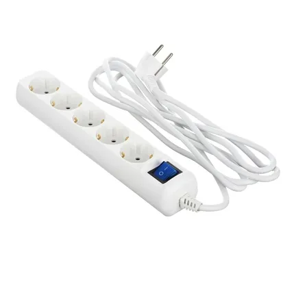 Elektrik uzadıcı 2E Power Strip 5хType F, 3х1mm2, 10A, 3m, white