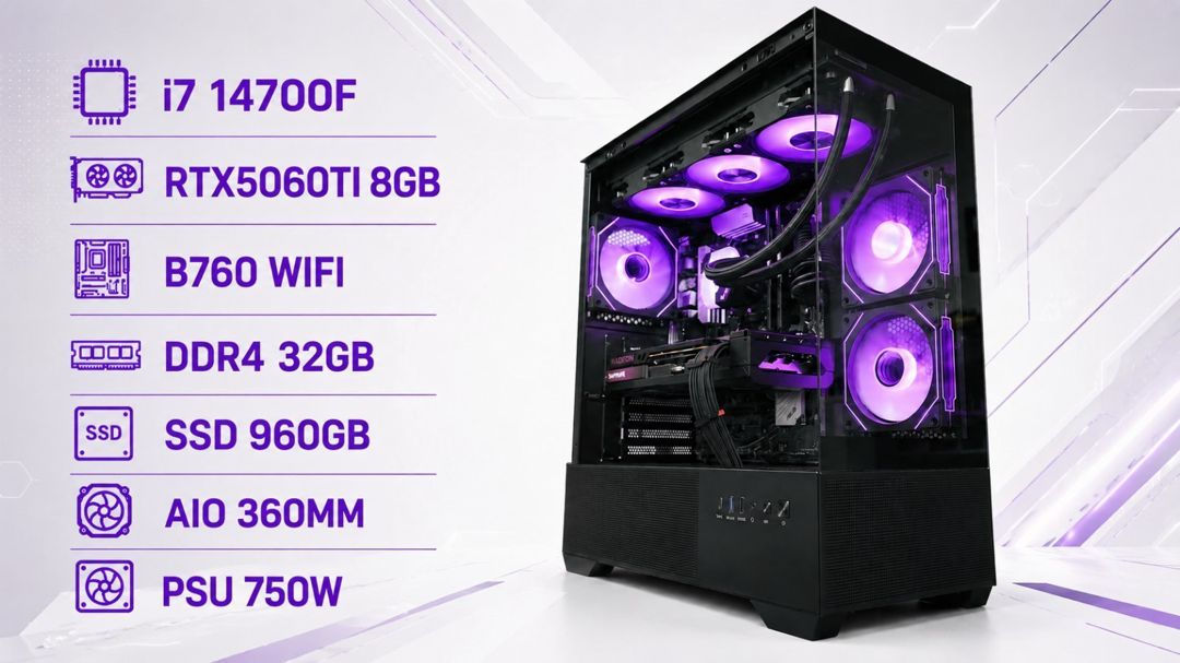 PC i7 14700F RTX5060 Ti — Masaüstü kompüterlər, Bakı