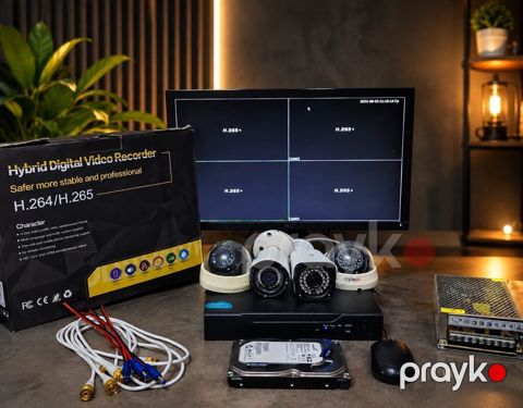 Tam təhlükəsizlik kamera sistemi paketi - Monitor - 4 çıxışlı DVR — Bakı