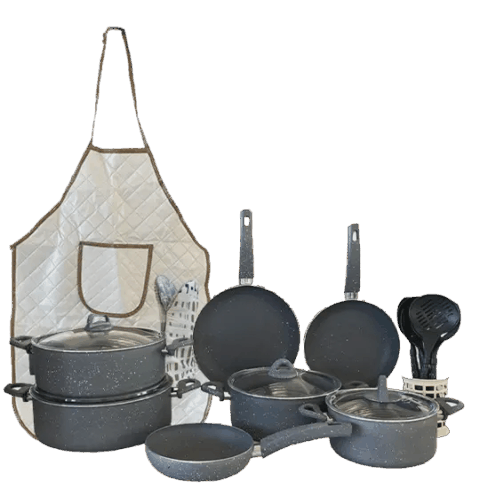 Essen potlısa bıo qranit qazan dəsti 21 parça Grey — İrşad — Cookware