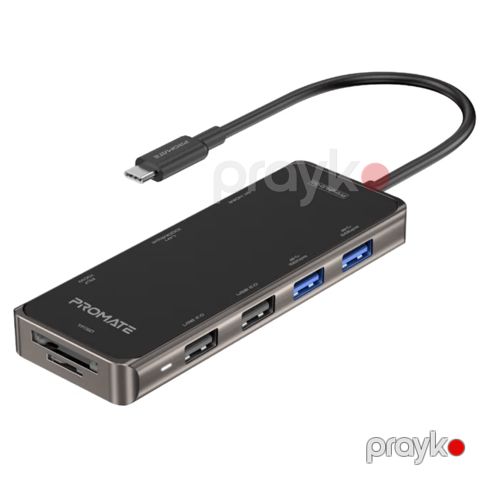USB Hub Promate USB Type-C 9in1 Prımehub-go Grey, Black — Bakı