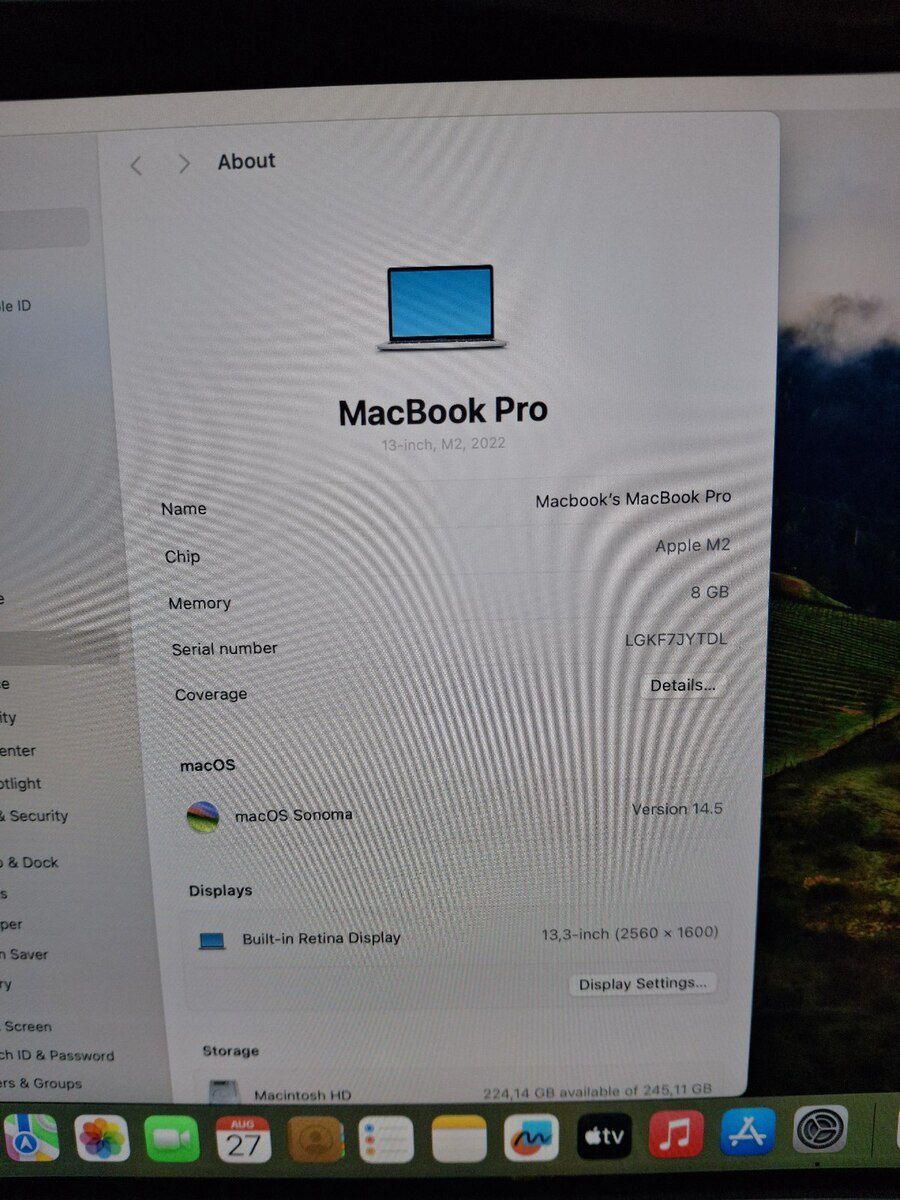 Apple Macbook M2 Pro 8/256 88% pil — Elektronika, Bakı (9)