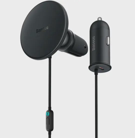 Baseus CW01 Magnetic Wireless Charging Car Mount 15W C4014100111-00 Black — Telefon dayaqları və tutacaqları, Bakı