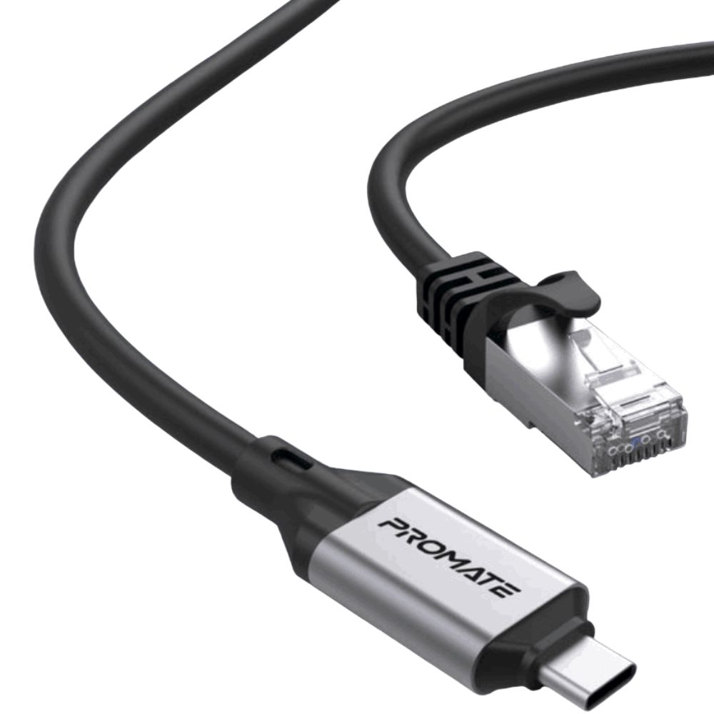 Naqil Promate Ethernet (RJ-45) to USB Type-C CLINK-RJ45 Black, Grey — Mallar, Bakı (2)
