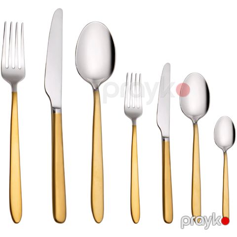 Çəngəl qaşıq bıçaq dəsti Jumbo 9400 84 parça Mat qızılı 8681085378912 — Bakı