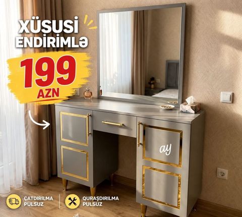 Güzgülü makiyaj/stolüstü konsol – xüsusi endirimlə 199 AZN — Bakı