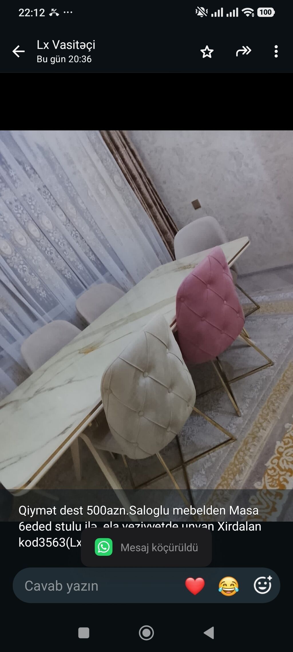 Qiymət dest 500azn.Saloglu mebelden Masa 6eded stulu ilə ela — Masalar və stullar, Bakı