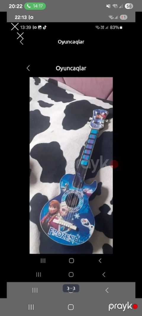 Uşaq oyuncağı – “Frozen” mövzulu gitar dest satlir - Rəng: mavi — Masazır