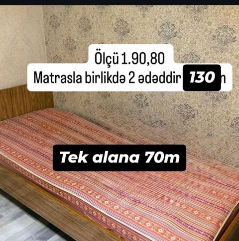 Taxta çarpayı – matrasa daxildir - Ölçü: 190×80 sm - Say: 2 ədəd — Masazır