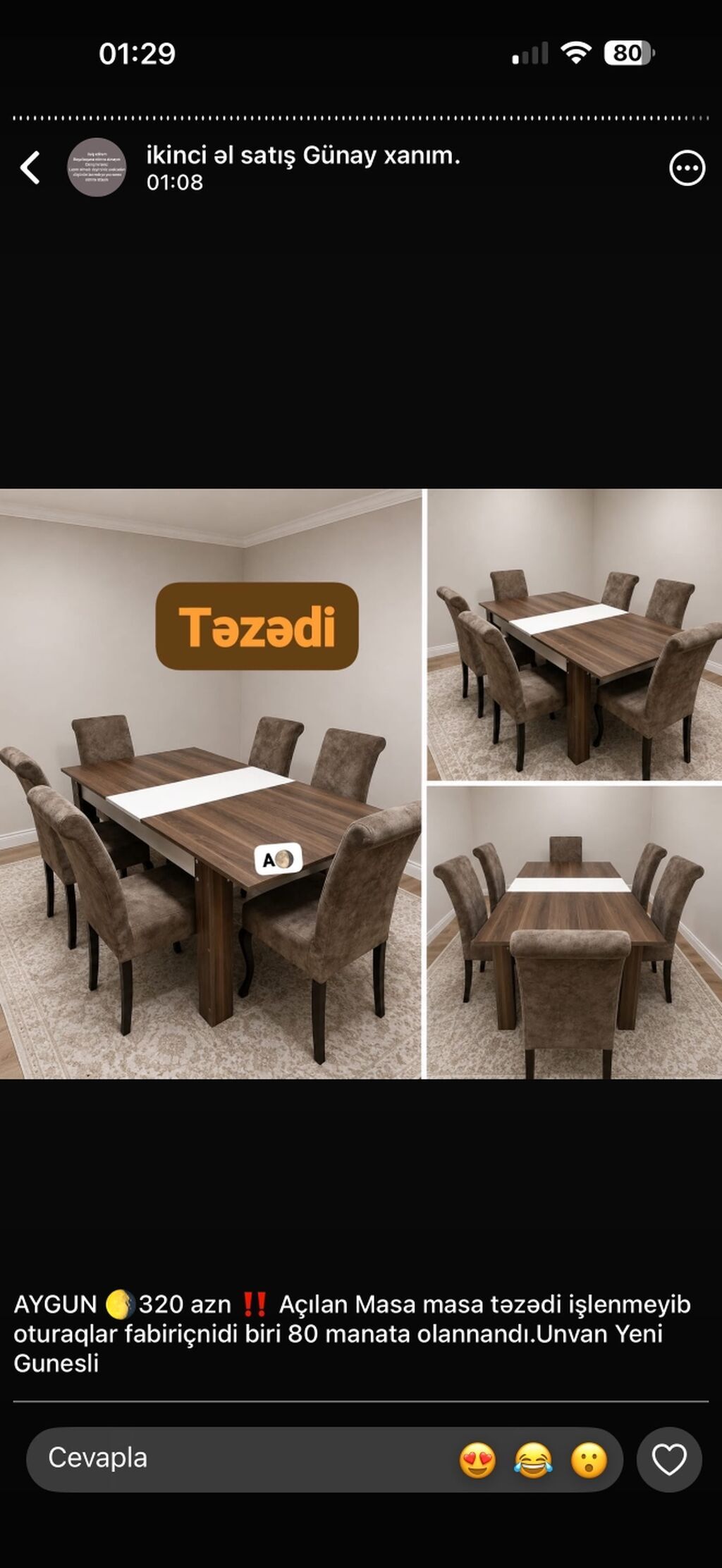 Qonaq otağı üçün, Yeni, Açılan, Dördbucaq masa, 6 stul — Mebel, Saray