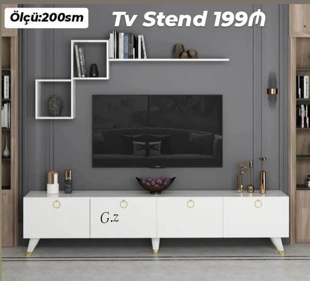 TV stend dəsti – ölçü: 200 sm - Minimalist, müasir dizayn - Alt — Televizor altlıqları və standlar, Bakı