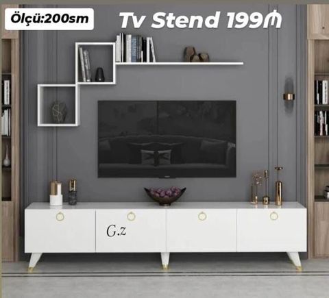 TV stend və divar rəfi dəsti - Ölçü: 200 sm (şəkildə göstərilib) — Bakı