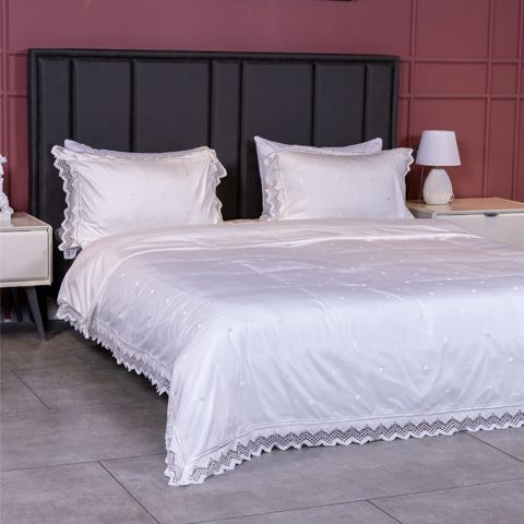 Tekstil yataq dəsti Cehizçi Laura Grand (WH-61) Ağ — Bakı