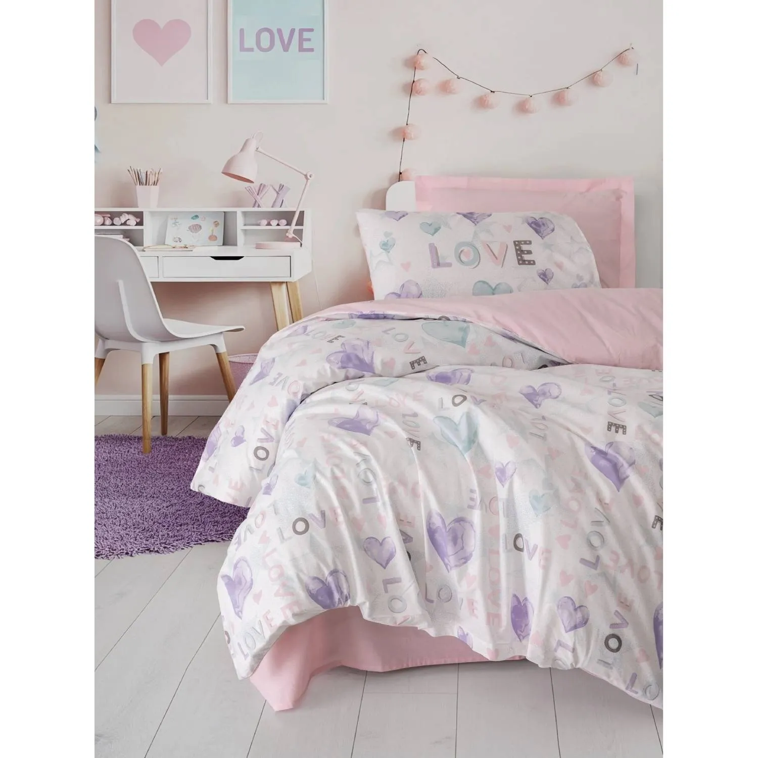 Yataq dəsti Cotton Box Lovella Pink Gənc otağı Tək nəfərlik (8680108084335) — Постельное белье