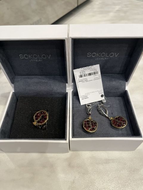 Sokolov Jewelry brendindən zərgərlik dəsti - Tərkib: üzük və sırğalar — Bakı