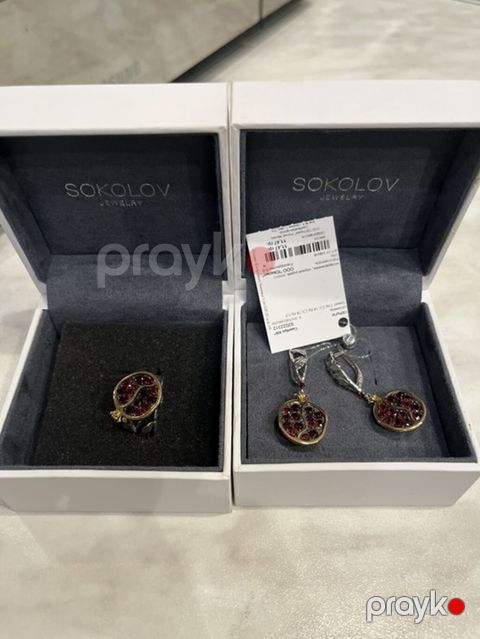 Sokolov Jewelry brendindən zərgərlik dəsti - Tərkib: üzük və sırğalar — Bakı