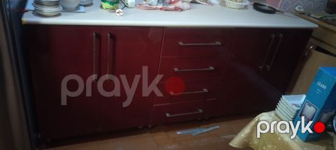 Mətbəx mebeli dəsti - Aşağı modul: parlaq tünd-bordo fasadlar, geniş — RC85