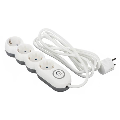 Elektrik uzadıcı 2E Power Strip Plus 4хType F, 3х1mm2, 10A, 3m, white-grey