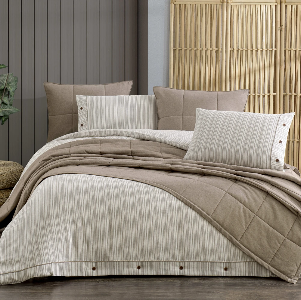Yataq örtüsü dəsti Zebra Casa Olive 240x260 sm, iki nəfərlik, Kahve (8681305457809) — Bakı