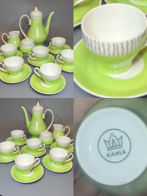 Çay dəsti, rəng - Yaşıl, Farfor — Bakı