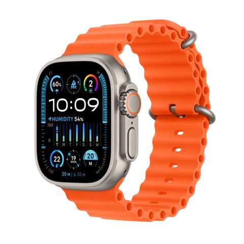 Smart saat Apple Watch Ultra 2 GPS + Cellular, 49mm Titanium Case with Orange Ocean Band (MREH3GK/A)