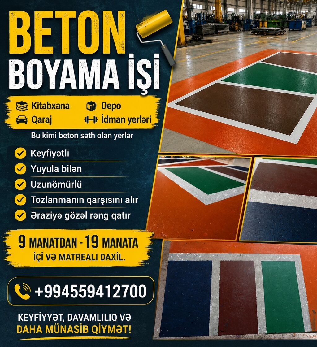 Beton boyama xidməti Beton səthlər üçün peşəkar boya tətbiqi — Tikinti və təmir, Digah