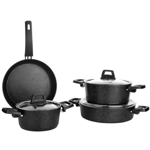 Qazan dəsti Schafer Black Stone 7 parça 8699131858424 Qara — Bakı