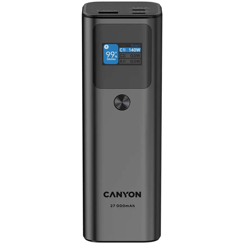 Power Bank Canyon PB-2010 TFT, 27000 mAh, PD140W, Dark Grey (CNE-CPB2010DG) — Bakı